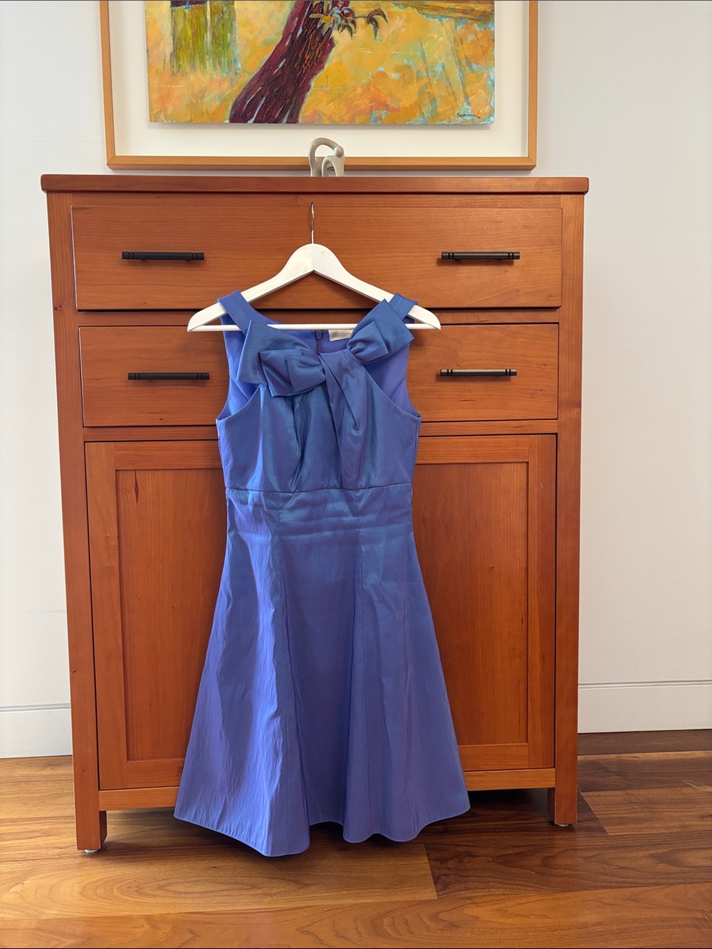 Carlo Pignatelli Sleeveless Bow-Accent Fit & Flare Dress in Periwinkle Blue